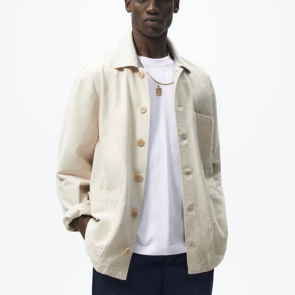 Zara Men's Textured Jacket in Oyster White